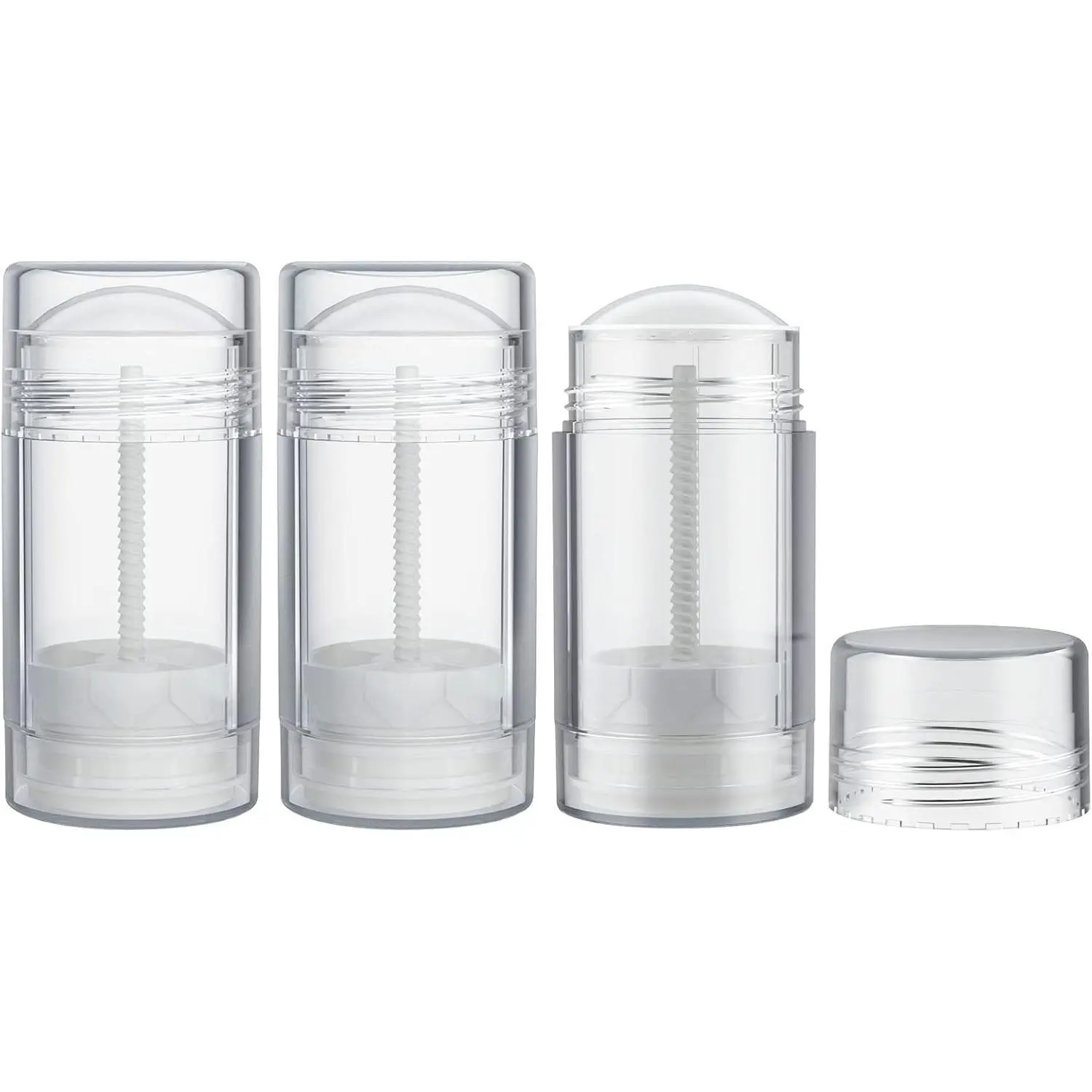 2.5oz Empty Deodorant Stick Containers, 3PCS Refillable Clear Tubes | Reusable Twist-Up Push-Up Plastic Tubes for Homemade Deodorant, Lotion, Balm, TravelGift