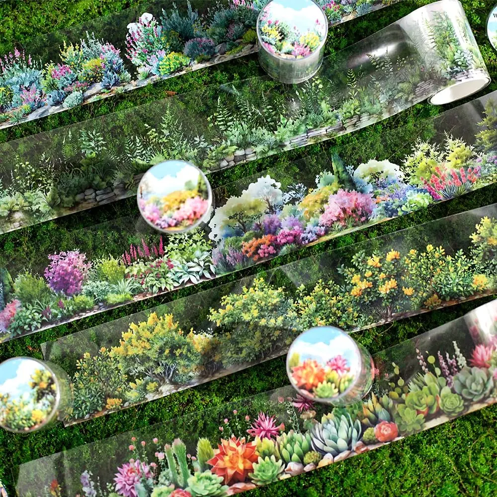 6 Rolls Colorful Floral Washi Tape Set Spring  Landscape Scrapbook Tape  Flower Stickers for Journaling Supplies Transparent  Washi Tapes Junk Journal Scrapbooking Craft Decorative Tape
