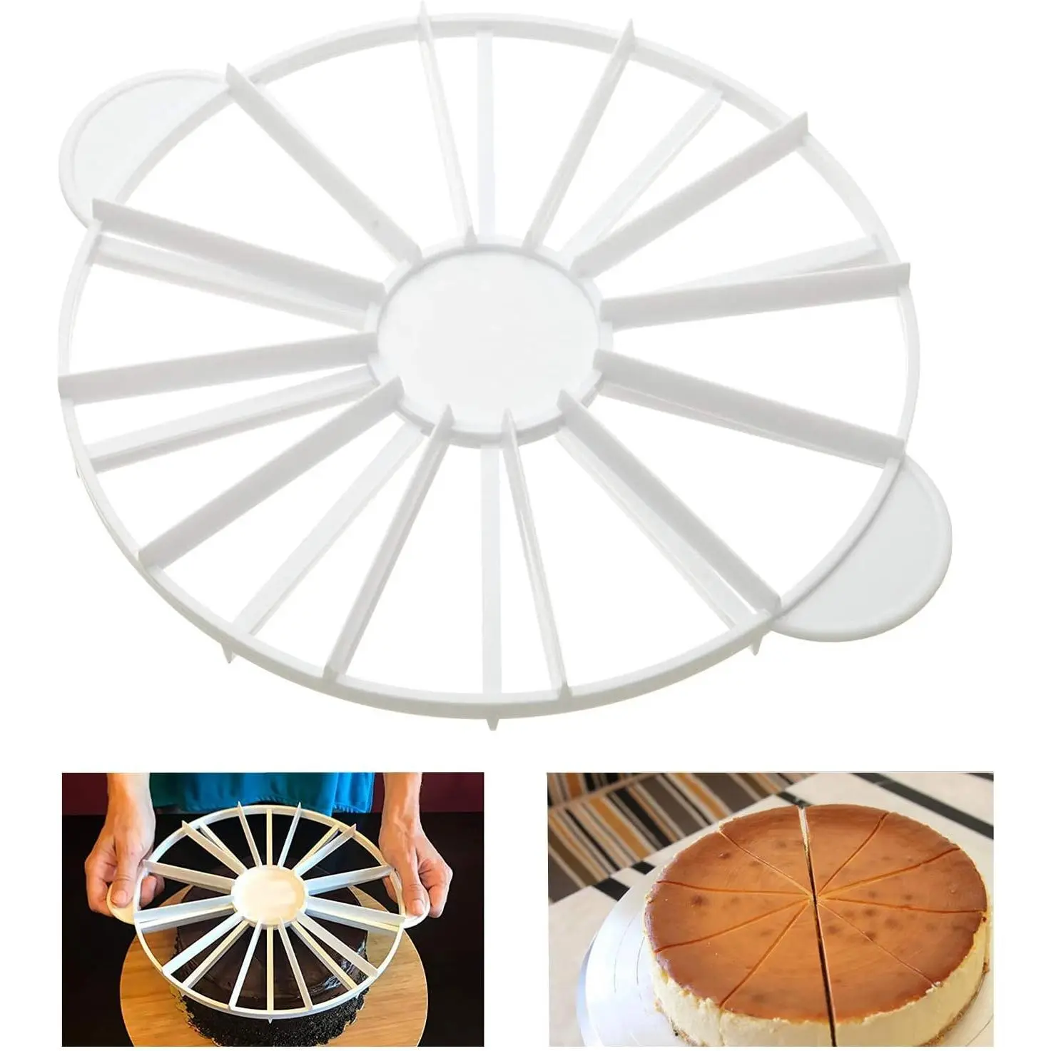 Round Cake Slice & Pie Slicer Marker, Cake Divider, Cheesecake , Double Sided Cake Portion Marker, 10 or 12 Slices-Works for Cakes Up To 16-Inches Diameter
