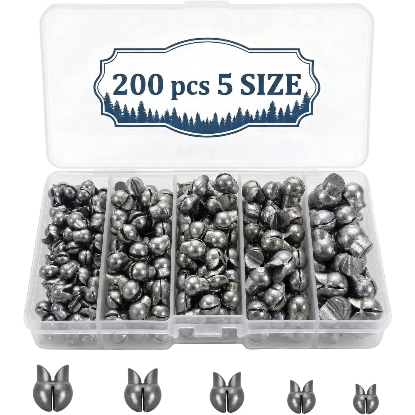 Split Shot Fishing Weights, Removable Sinkers 200/350PCS, 5/6 Sizes| Removable split shot sinkers for fly fishing, bass and trout rigs; easy to attach and adjust in freshwater or saltwater