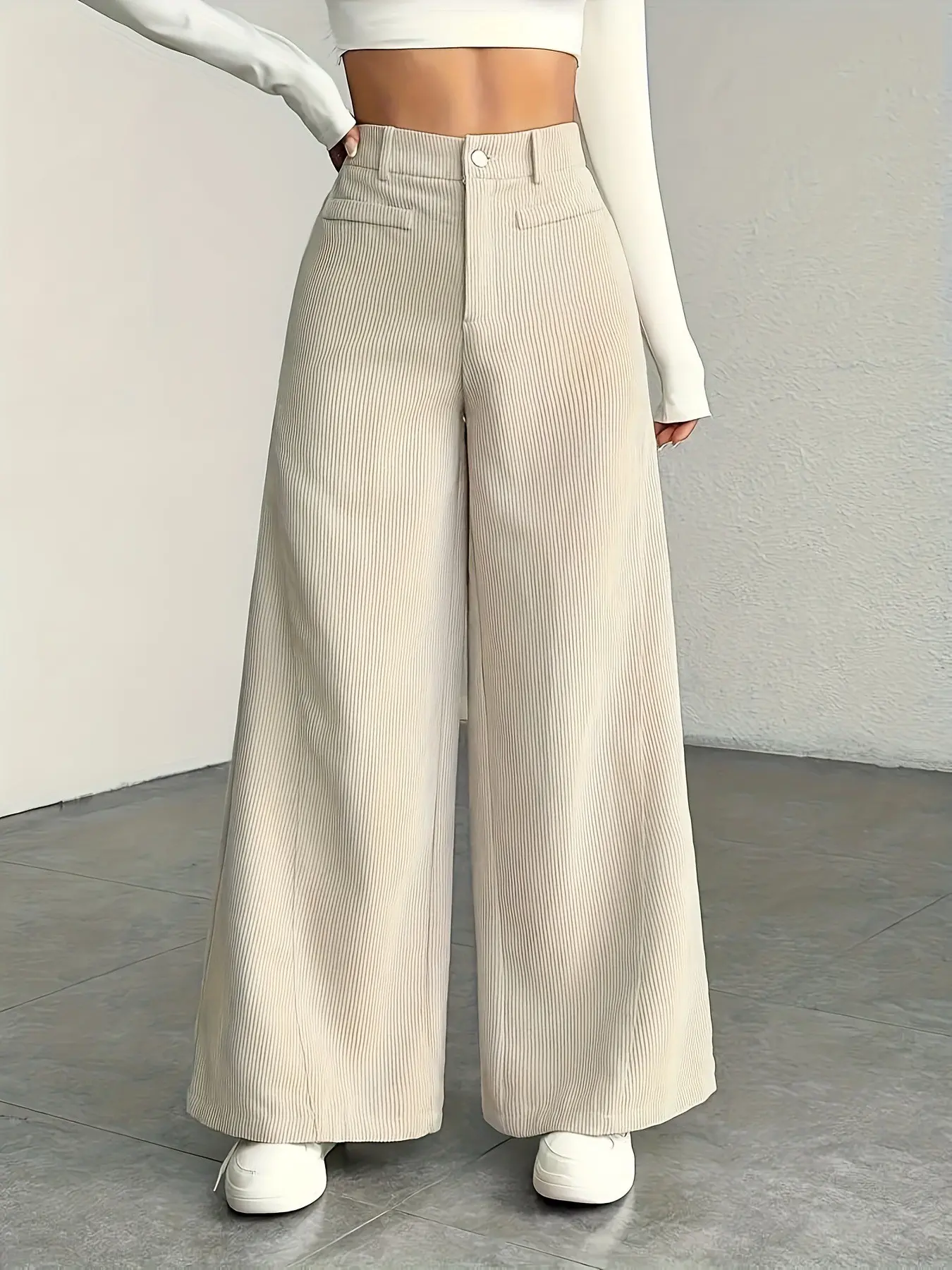 2026 New Arrival Women's Corduroy High Waist Loose Baggy Wide Leg Pants, Casual Spring Autumn Trousers, Comfortable and Stylish