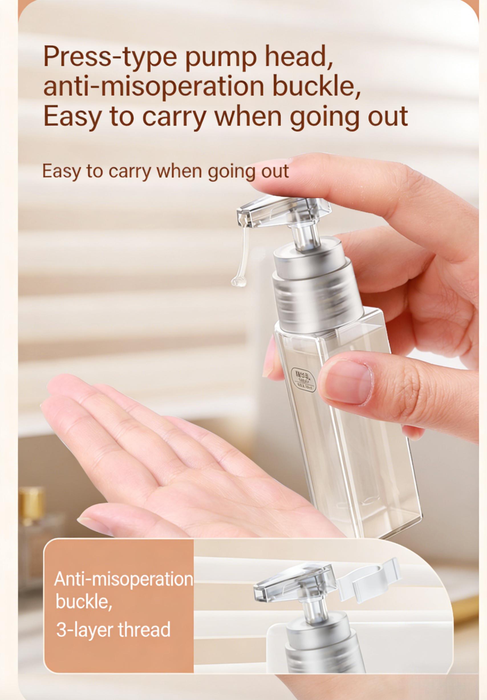 4-in-1 Travel Dispenser Bottle for Toiletries, Portable Cosmetic Shampoo Lotion Container, Lightweight Refillable Pump Bottle, Easy Press Smooth Flow, Luxury Travel Essentials