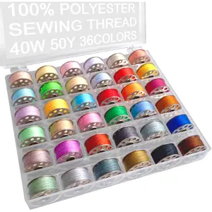 36 count Bobbins and Sewing Threads with Plastic Bobbin Case for Multiple Sewing Machine, Pre- Bobbins Set (Metal Bobbins)