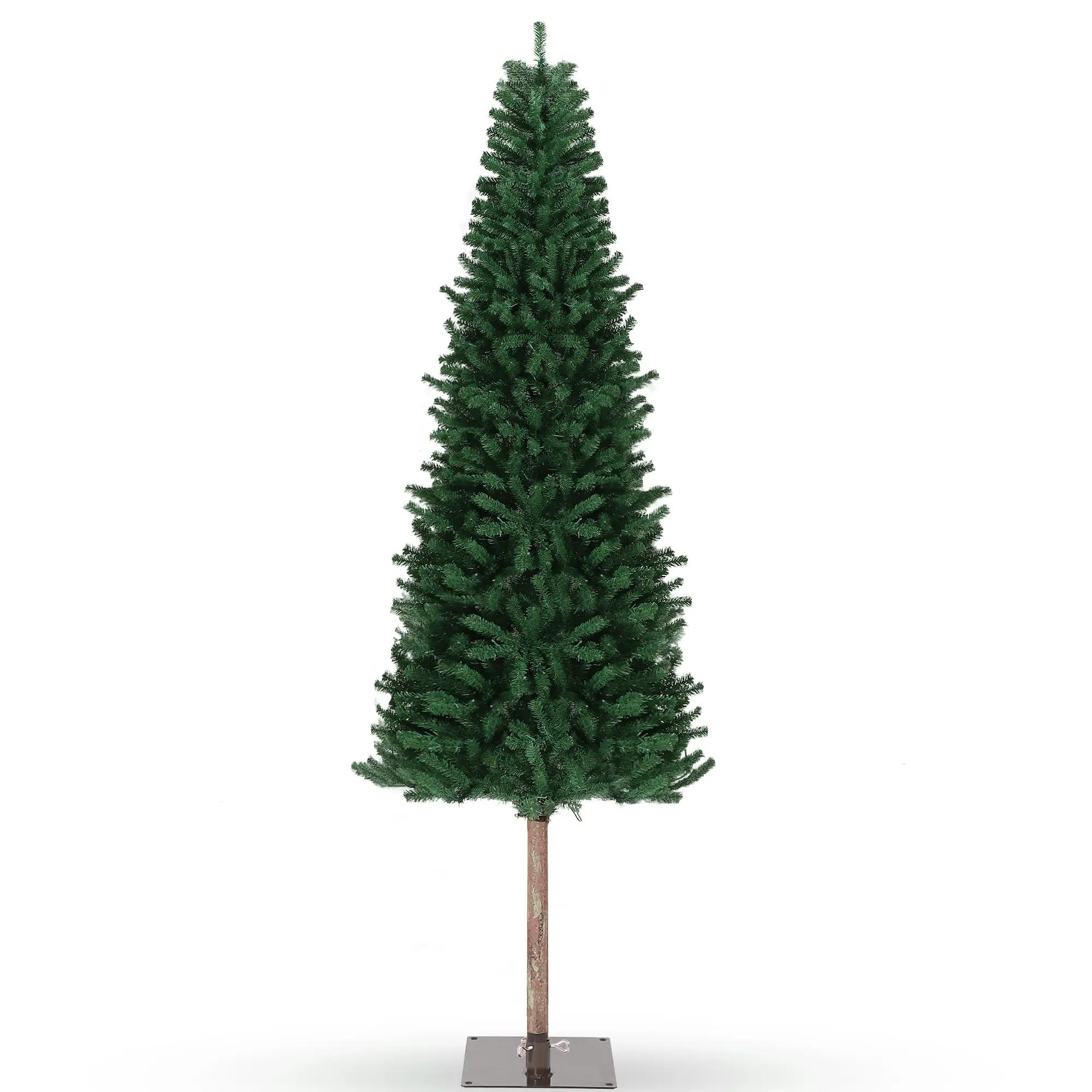 Garvee Pre-Lit Pencil Christmas Tree with Warm White Twinkle LED Lights - Slim Skinny Artificial Holiday Tree - Metal Stand - 6ft/7.5ft