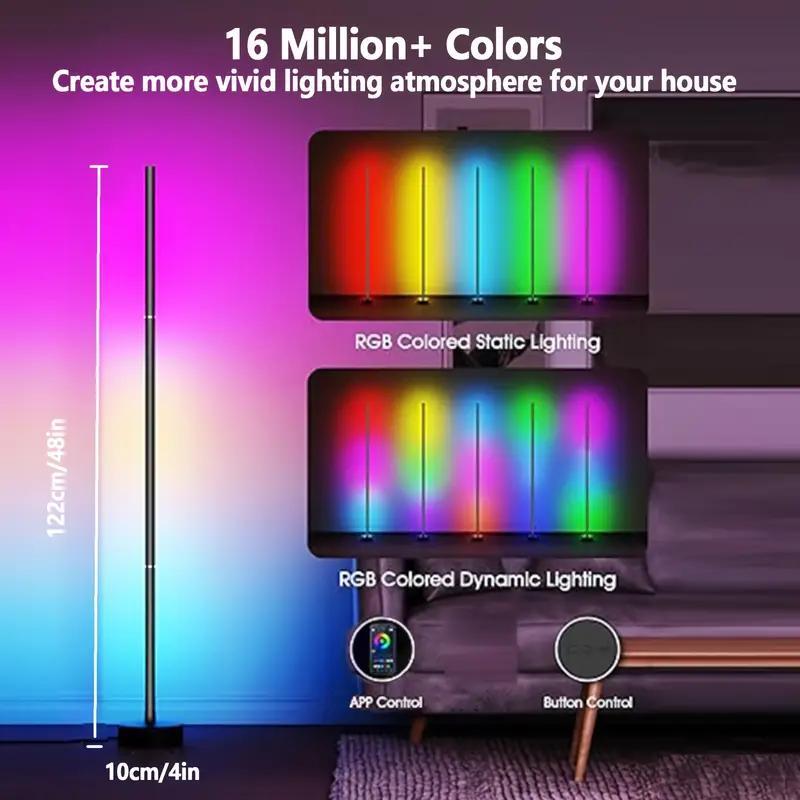 RGB Corner Floor Light, APP Control Color Changing Corner Light, Music Sync Modern Floor Light, Ambient Light for Living Room, Bedroom, Game Room, Smart, Smart Lamp