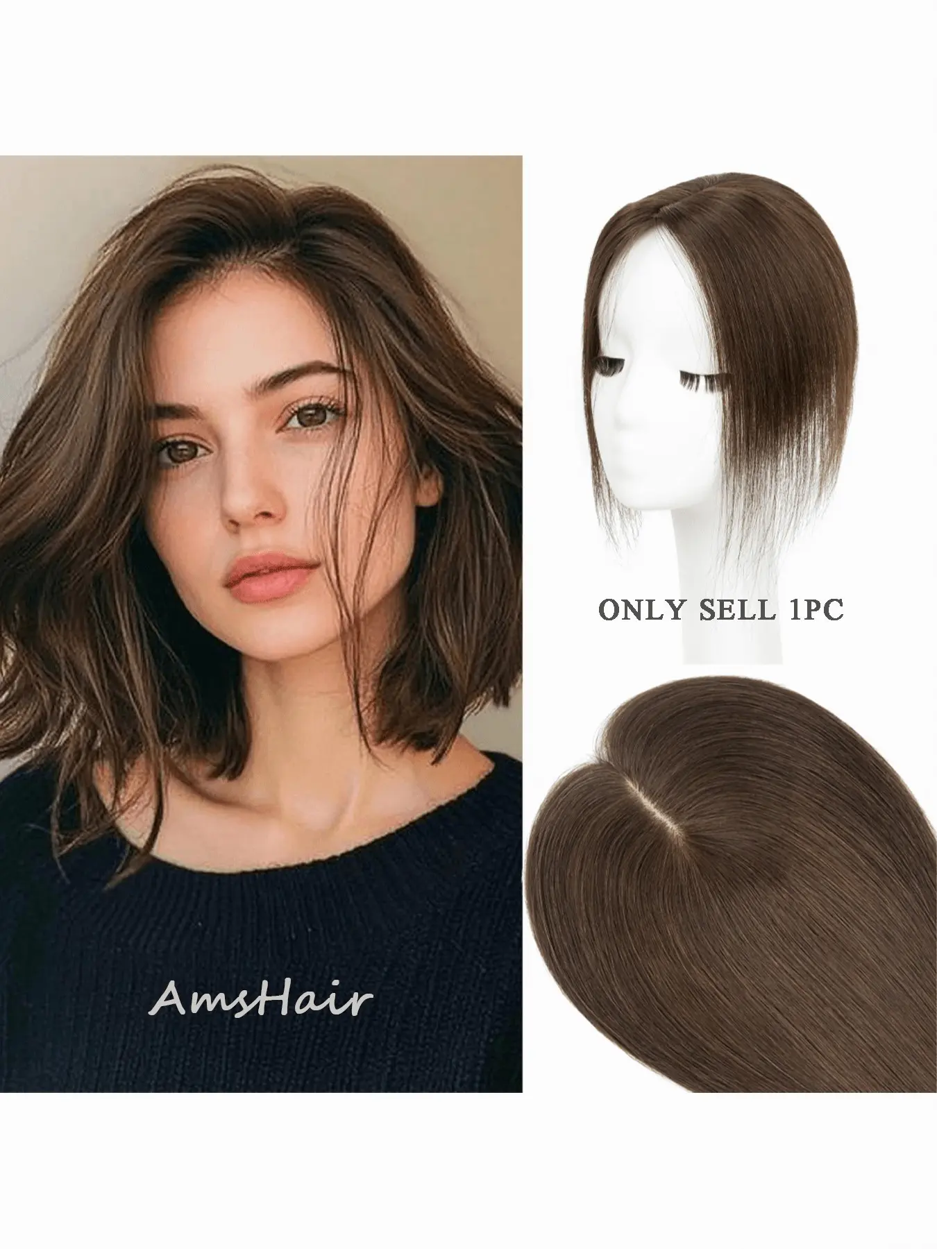 360° 3D Hair Toppers Made from Human Hair for Women Experiencing Thinning, Featuring Long Pieces That Clip in to Enhance Volume, Providing a Light Straight Hair Extension Wiglet Without Bangs