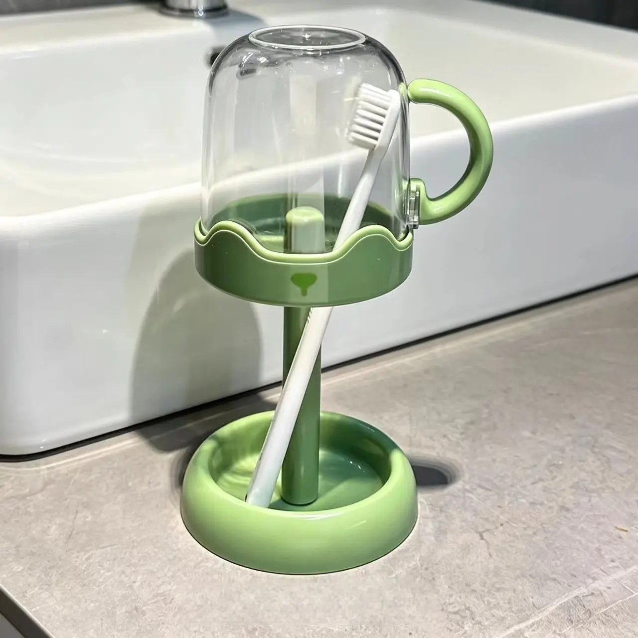 Cute Toothbrush Cup Holder, Food-Grade Anti-Mold Design, Perfect for Student Dorms, Drainable Brushing Cup Rack, 1 Piece, Toothbrush Storage Holder