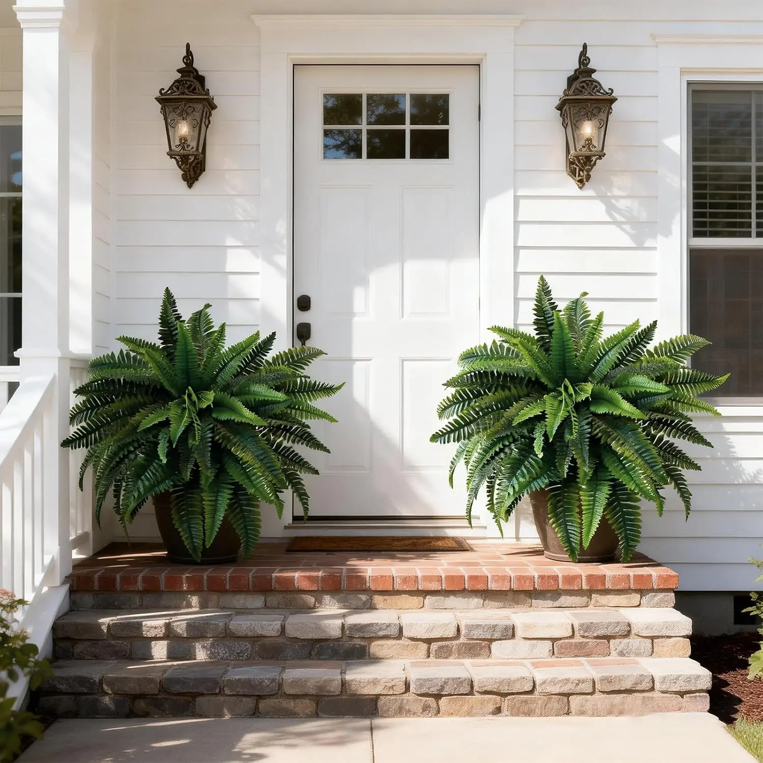 Artificial  Fern Bush- 2 Packs Large Artificial Ferns for Outdoors & Indoors, 49Inch Large Faux Ferns with 128 Fronds, Suitable for Office & Living Room Decor, Garden Porch Decor