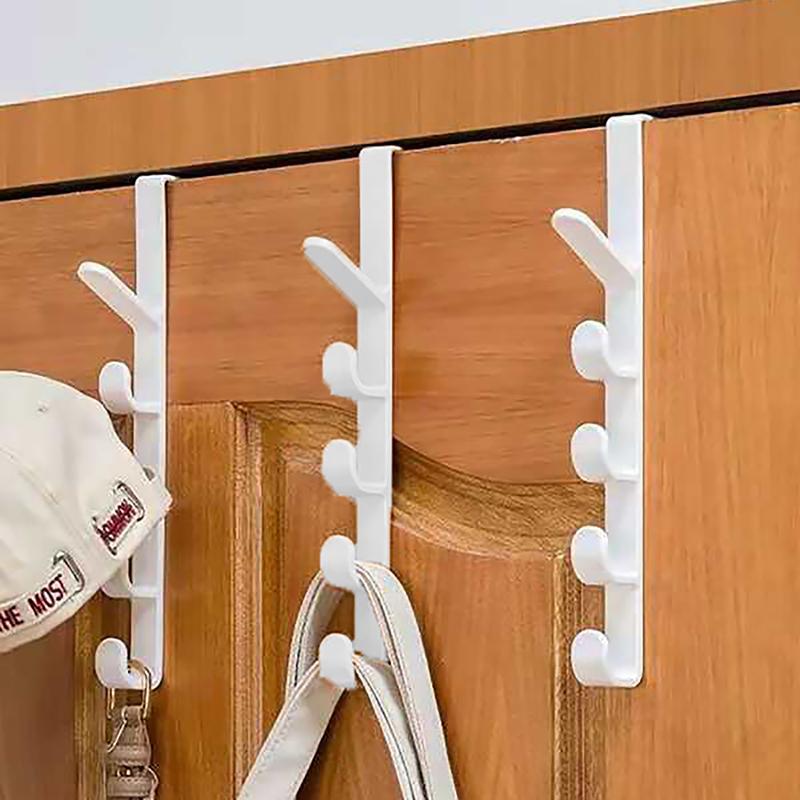 Vertical Plastic Door Hook, 3 Counts Door Back Hanging Hook, Multifunctional Home Storage Hook, Clothes Bag & Hat Hanger, Dorm Essentials, 2024 Storage Organizer