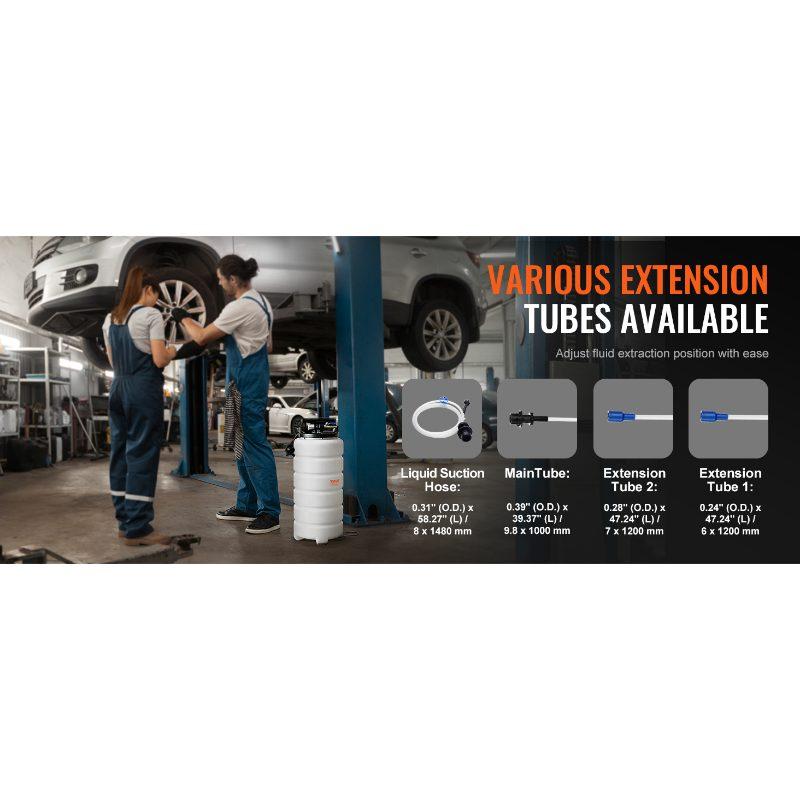 VEVOR Fluid Extractor, 4 Gallons (15 Liters), Pneumatic/Manual Oil Changer Vacuum Fluid Extractor with Dipstick and Suction Hose, Oil Extractor Change Pump for Automotive Fluids Vacuum Evacuation