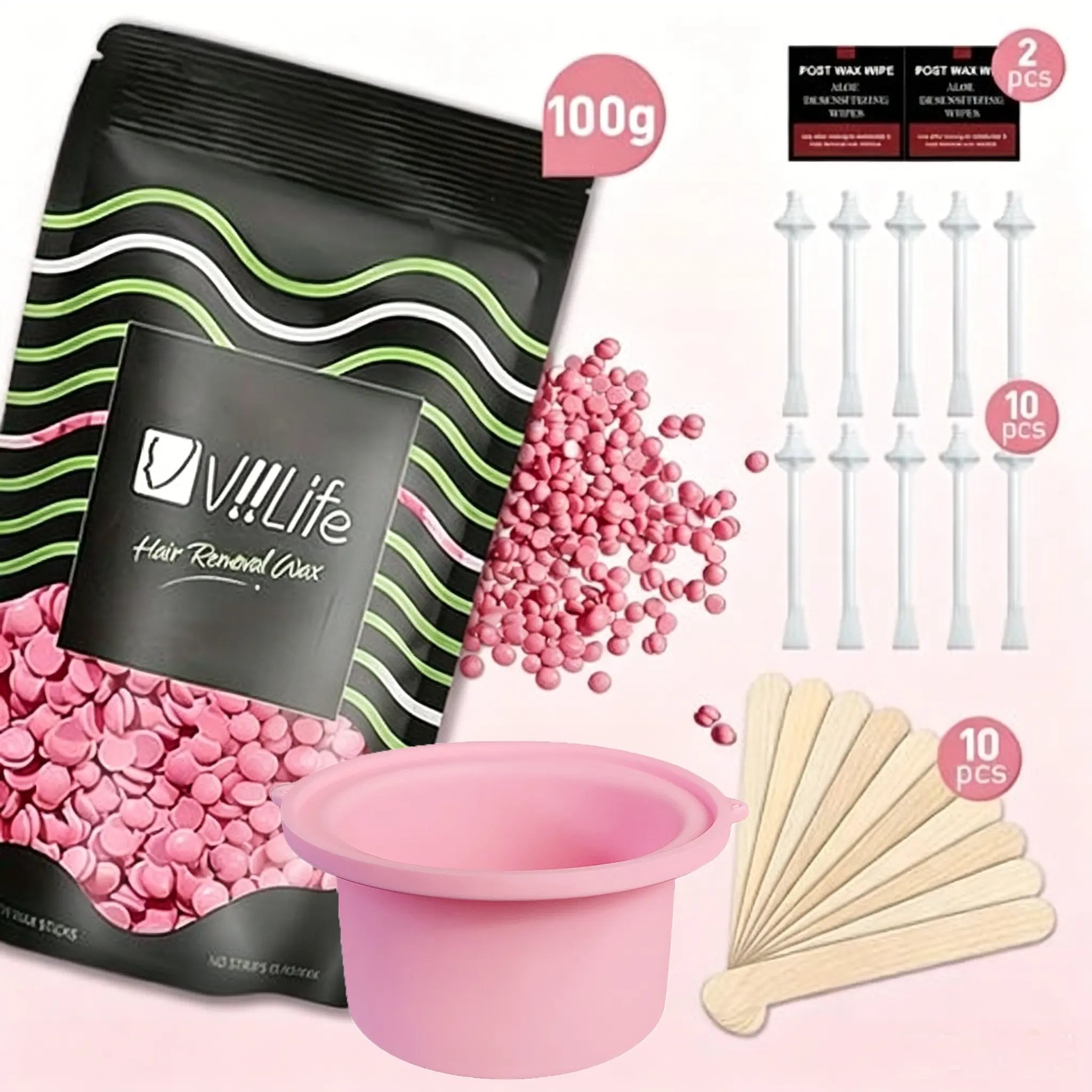 Wax Bean Hair Removal Set, Multi-Functional Hard Wax Beads, Body Face Leg Brazilian Depilation, All Skin Types, Home Wax Therapy Kit, Waxing Kit, Hardwax