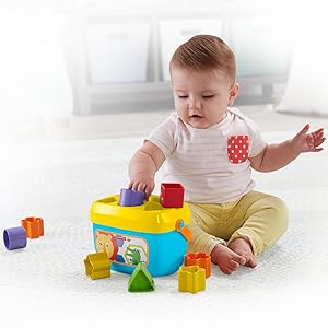 Baby’s First Blocks & Rock-a-Stack Toy Set, Bucket of 10 Shapes & Ring Stacking Activity for Developmental Play Ages 6+ Months (Amazon Exclusive)