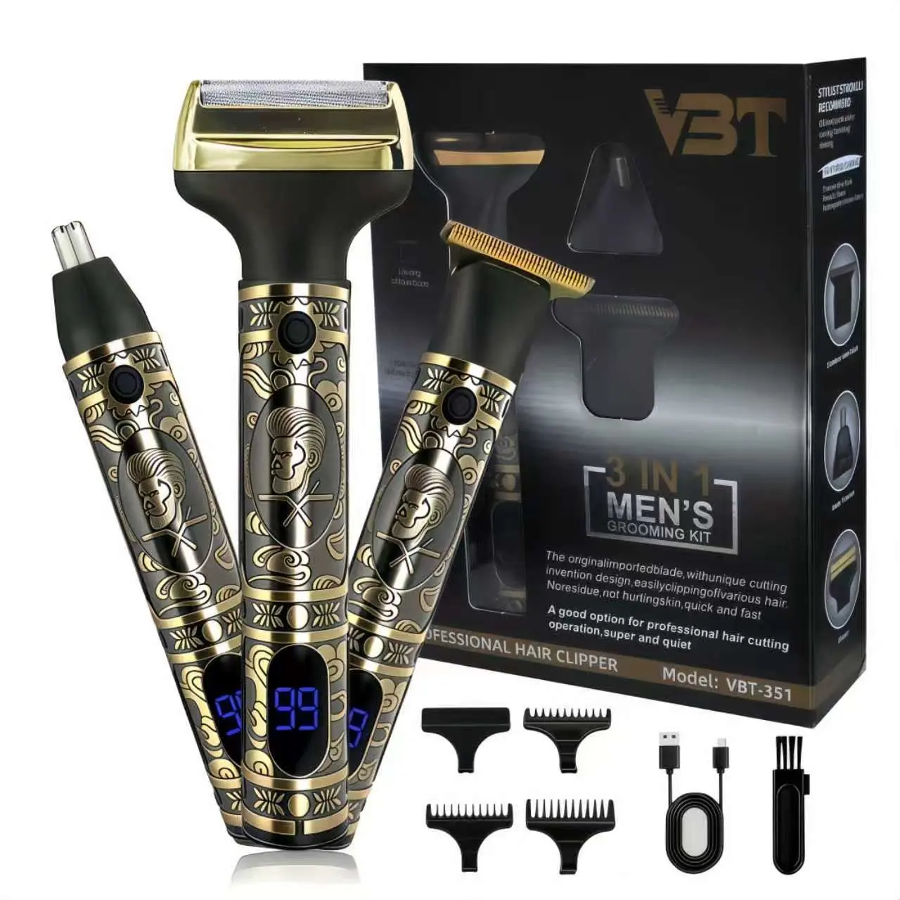Largner Multifunctional 3-In-1 Shaver Trimmer Razor, Cordless Body Hair Shaver, USB Car Charger, Long Battery Life, Travel-Friendly, Full Body Washable, Perfect Gift