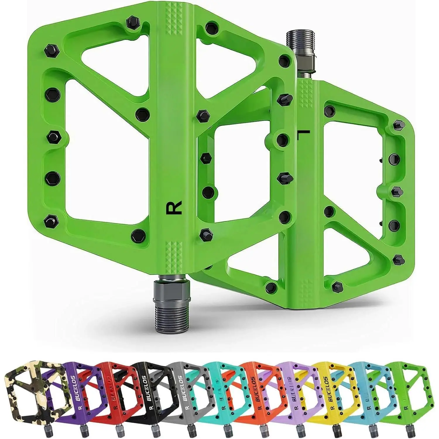 Mountain  Pedals MTB Pedals Large Flat with Anti-Slip Adult |  Road  Wide  Grip Platform Pedal for Gravel/ Ebike/Hybrid Bikes/Beach Cruiser/Folding/BMX 9/16" Nylon Black