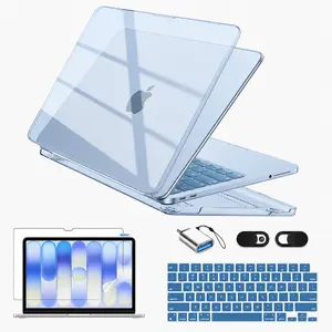 Shockproof Anti-Scratch Laptop Case for Macbook Neo, Clear Blue Hard Shell, Keyboard Cover, HD Screen Protector, OTG Adapter, Camera Blocker
