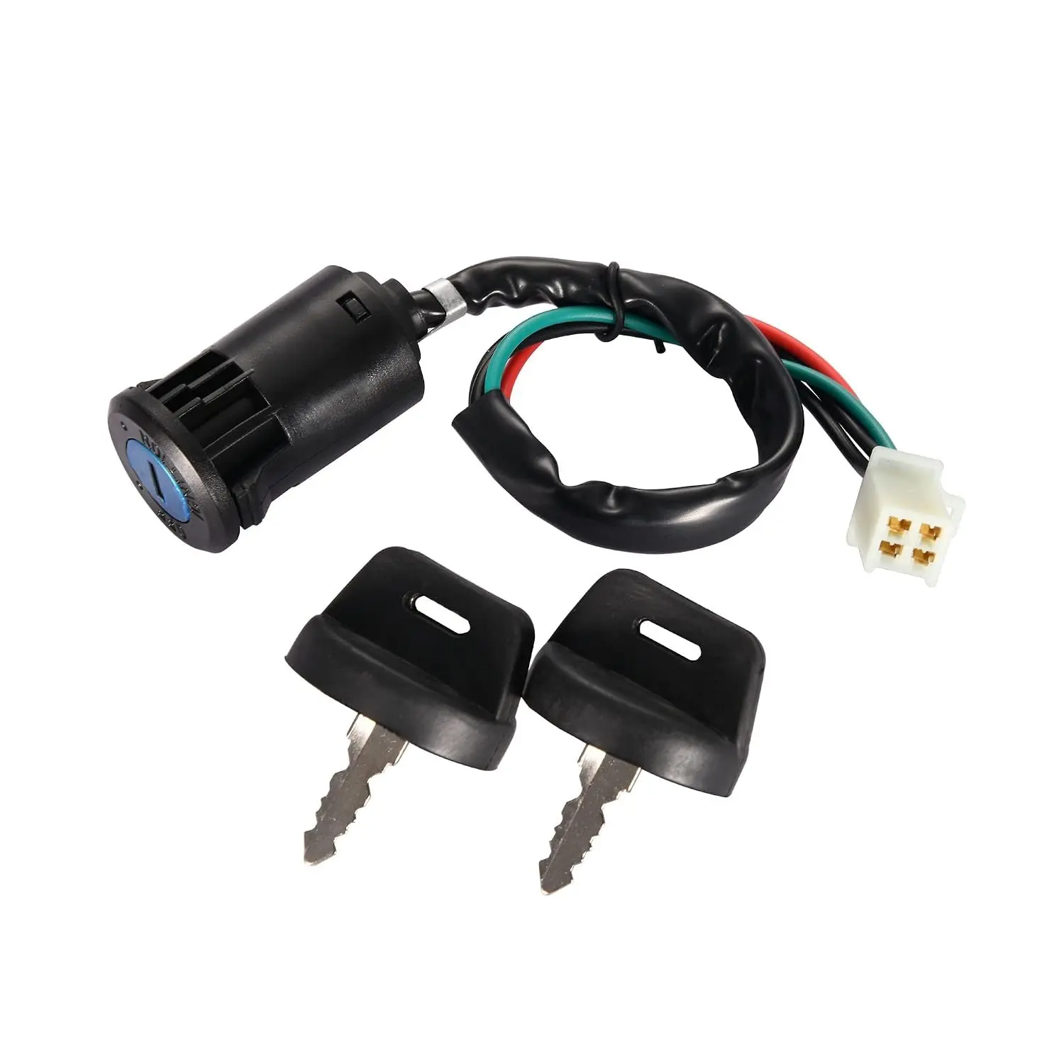 Motorcycle 4 Wire Ignition Key Switch with Cap Replacement for 50cc-250cc ATV Quad Dirt Pocket Bike Electric Scooter