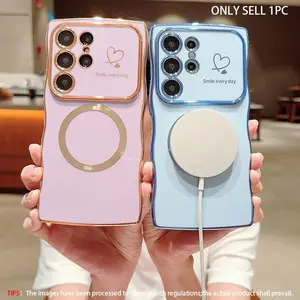 Samsung Galaxy S26/s25/s24/s23/s22 Ultra/plus Wave Edge Phone Case, Soft Curly Design, Aesthetic, Magsafe Compatible, Fashionable Protective Cover