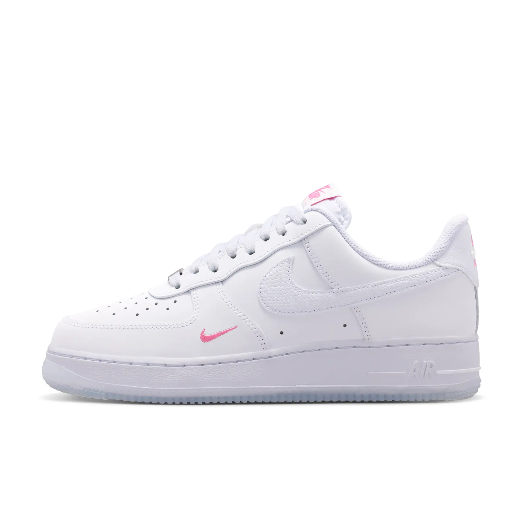 Nike Air Force 1 Women’s Low-Top Casual Sneakers in Pink and White Verifiable, with credentials and supporting global authentication