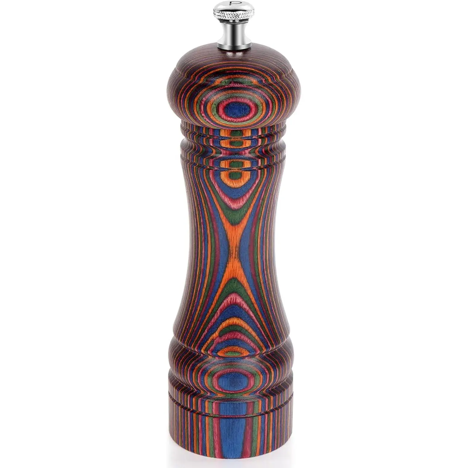 Pepper Mill - Adjustable Wooden Grinders, Pakkawood Pepper Mill, Refillable Pepper Shakers with Adjustable Coarseness, 7 Inch for Kitchen