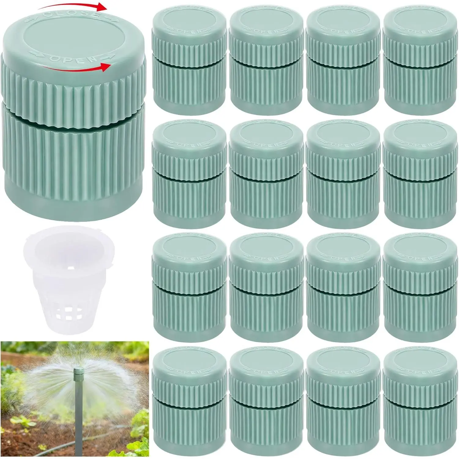 16 count Mushroom Bubbler Sprinkler  with Flow Control, Green | Shrub  Bubbler, Drip Irrigation Sprinkler Shrub  for 1/2 Inch Hose External Thread Garden Watering System