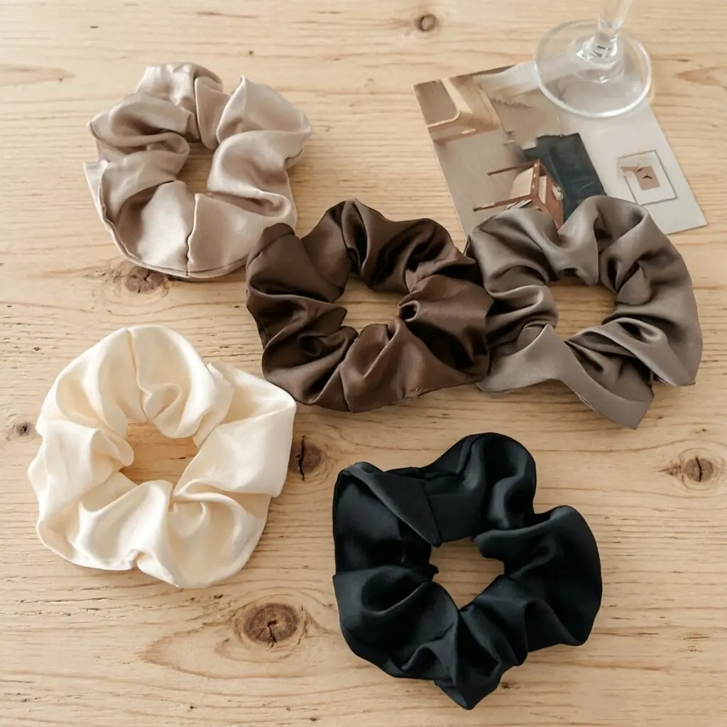 5pcs Premium Scrunchie for Women High Elasticity Large Diameter Voluminous for Bun Ponytail Daily Travel Beach Gift Hair Accessories Scrunchies for Car Bathroom
