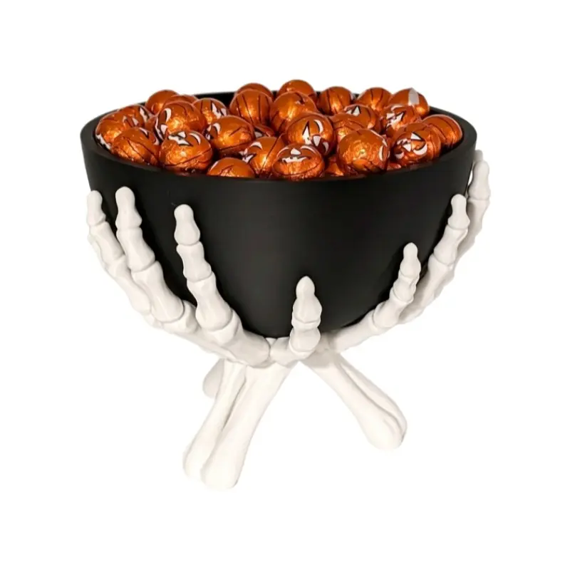 3D Printed Skeleton Hand Candy Bowl Tableware Spooky Gothic Halloween Decor Key Dish Durable Desktop Jewelry Tray Organizer for Halloween Party Tabletop Home Decoration Gift for Goth Room Aesthetic