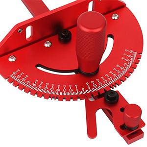 Aluminum Table Saw Precision Miter Gauge – Works with Table Saws, Band Saws & Router Tables – Includes Multi T-Track Fence with Scale & T-Track Flip Stop – Perfect for Woodworking, Cabinetry, Furniture Making, Crosscuts & Angle Cuts – Red