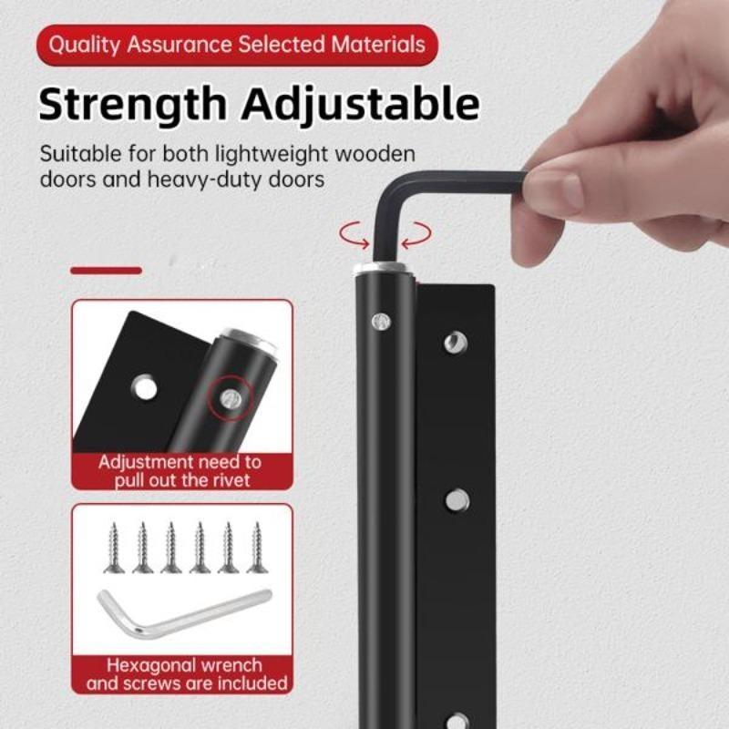 Automatic Door Closer for Home Easy to Install | Safety Spring Door Closers | Auto Soft Close to Convert Hinged Doors to Auto Self Closing | Adjustable Catch Speed | with Arm, Screw, Wrench