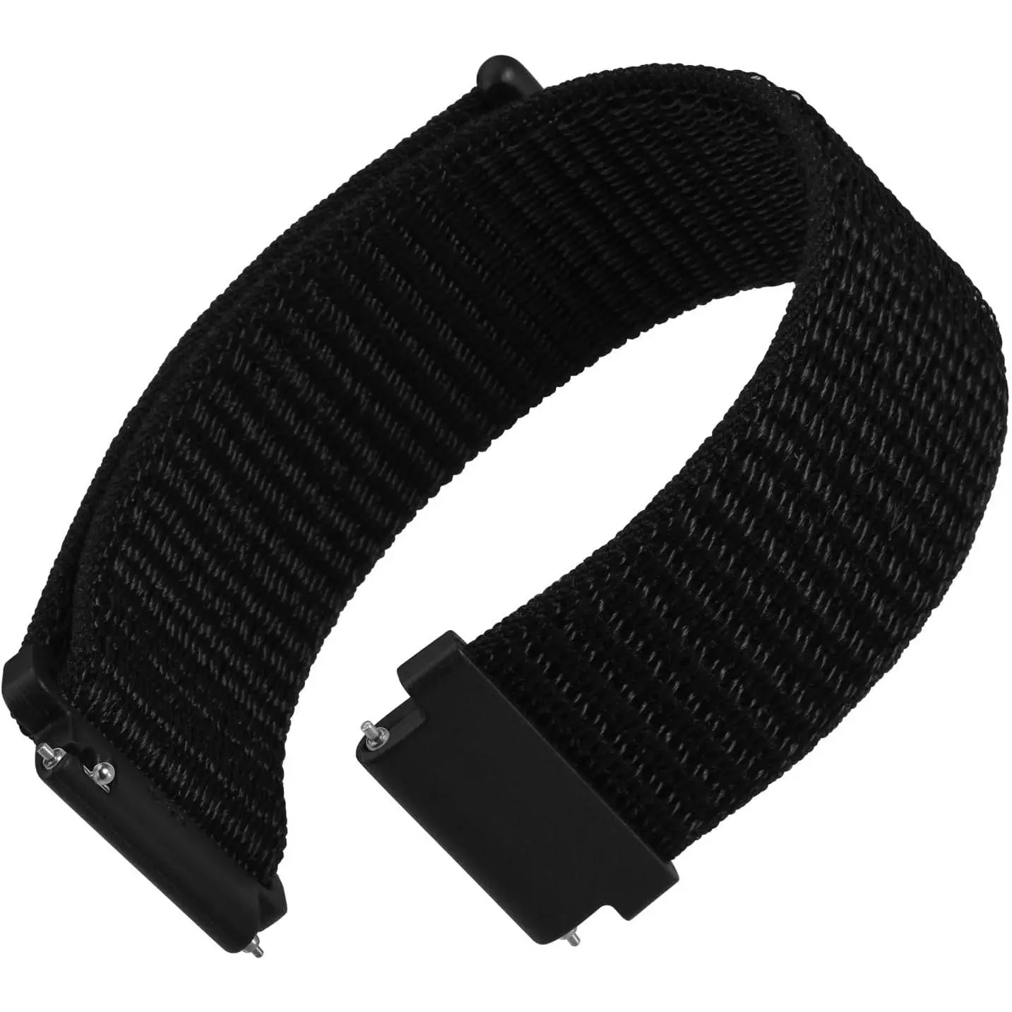 Unisex 18mm Adjustable Nylon Weave Watch Band, Quick Release Casual Sport Loop Strap with Adjustable Fit (Black)