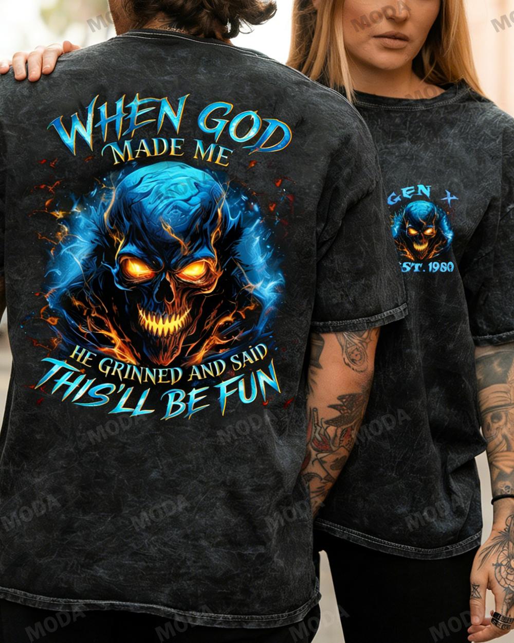 Chaosmoda Generation X When God Made Me Custom Year Skull T-shirt