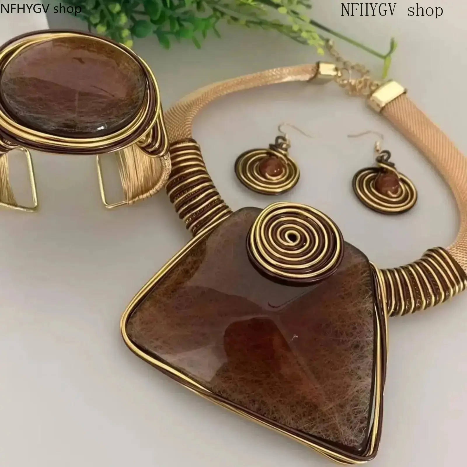 Women’s Vintage Boho Maximalist Necklace And Earrings Set, Elegant Exquisite Statement Matching Jewelry, Versatile Stylish Accessory for Daily Outfits Party Occasions And Birthday Gift-Giving