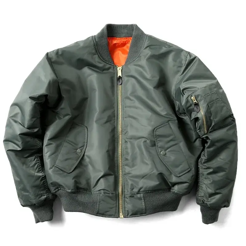 Mens MA1 Vintage Bomber Jacket Thickened Winter Pilot Flight Jacket Retro Military Style Unisex Loose Fit Classic Cotton