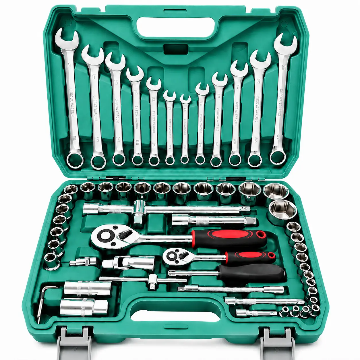 61-Piece Ratchet Sleeve  Car Repair Machinery Tools Set, Household Machinery Tools, Socket Wrench Diy Repair Tool Kit, Ratchet Screwdriver Compatible with Car Repair & Bicycle Repair, Hardware Toolbox Compatible with Auto Repairing & Household, Christmas,