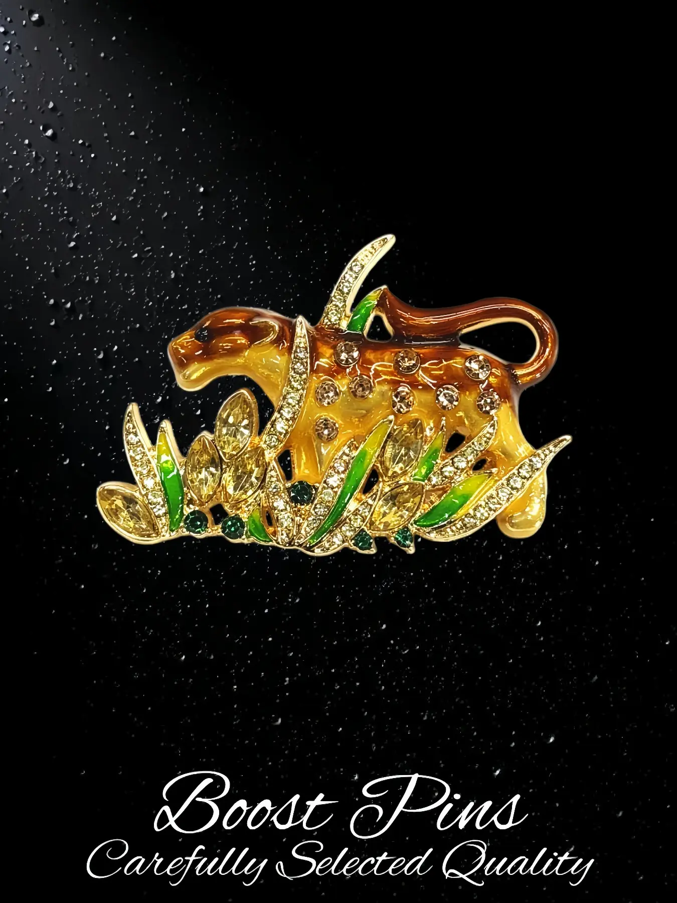 Vintage Leopard Enamel Brooch Crystal Rhinestone Jungle Animal Lapel Pin Retro Badge Brooches For Women Suit Coat Dress Outfit Jewelry Accessory Fashion Decoration Gift For Lady Daily Party Wear
