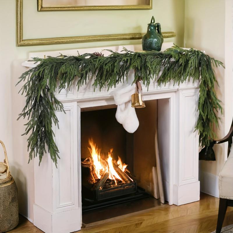 106" Lifelike Nofolk Pine Garland - Green Artificial Christmas Wreath for Indoor & Outdoor Holiday Decor, Perfect for Fireplace Mantle and Window Display