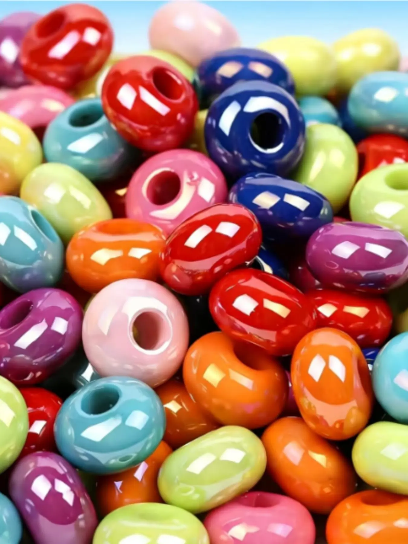 33pcs 8*14mm colorful abacus beads solid flat round wheel beads with large holes, suitable for DIY decorative bead making, clothing accessories, handmade bead components, crafts, sewing supplies, DIY Beading Accessories