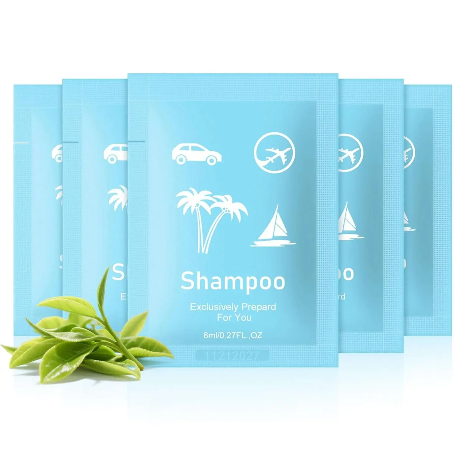 Travel Size Mini Shampoo Bulk Green Tea Scent 0.28 fl oz Each Pack of 50 Hotel Supplies for Guests Airbnbs Homes Resorts Offices