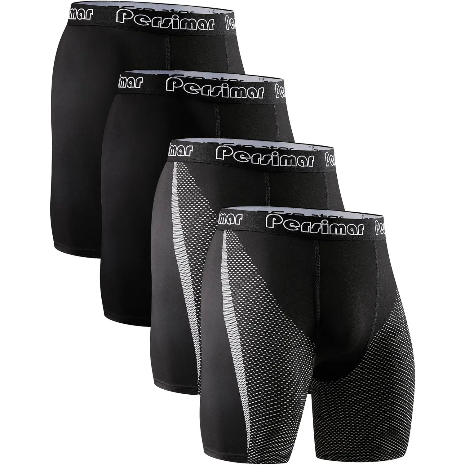 4 Packs Mens Running Compression Shorts Spandex Athletic Workout Gym Shorts Performance Base Layer Underwear Black