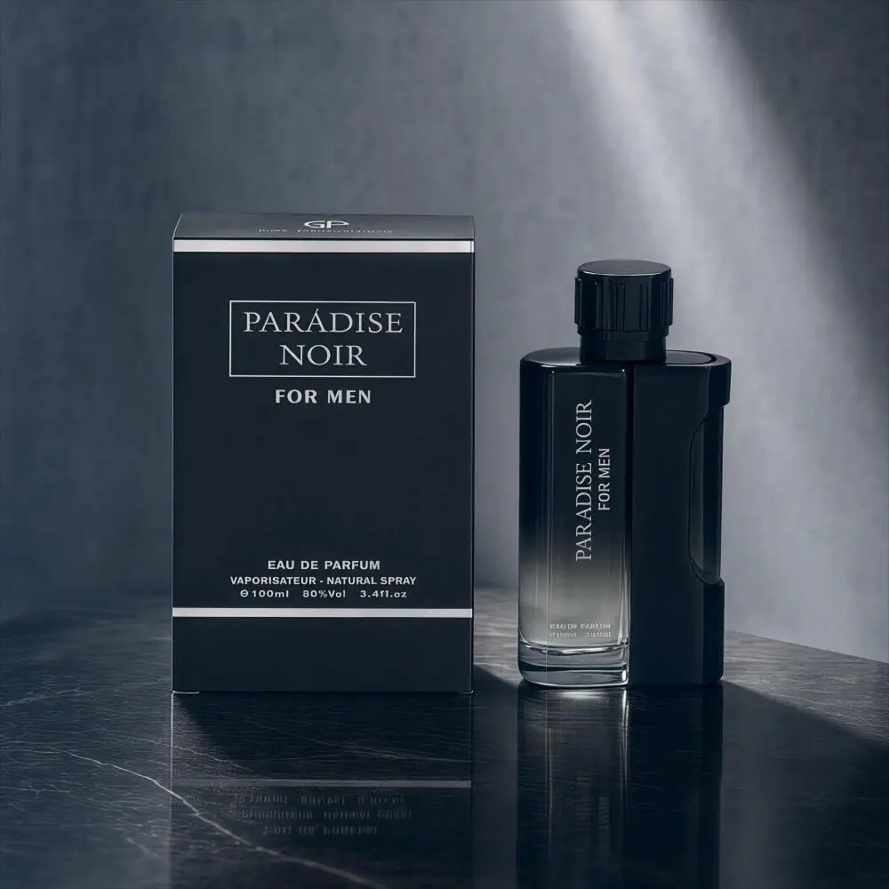 Paradise Noir Eau de Parfum, a Bold Radiant Fragrance for Men with Spicy Leather Accord and Woody Notes, Masculine Cologne, 100ml / 3.4 fl oz (3 to 3.9 fl oz), Edp Liquid Colognes, Masculine Wear, Musk, Single Bottle