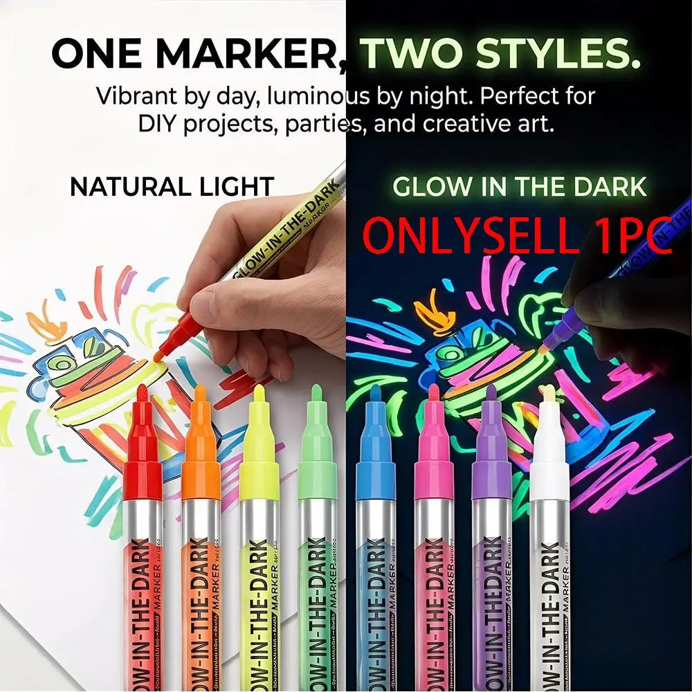 Night Glow Graffiti Fluorescent Pen, 8 Colors Available, Waterproof & Long-Lasting, Ideal for Halloween, Christmas, DIY Projects, Art Pens