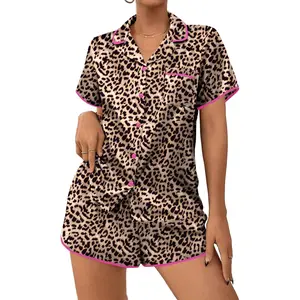 Women's Satin Pajamas Set 2 piece Silky Sleepwear Buttton Down Short Sleeves Top and Shorts Pj Set S-XXL