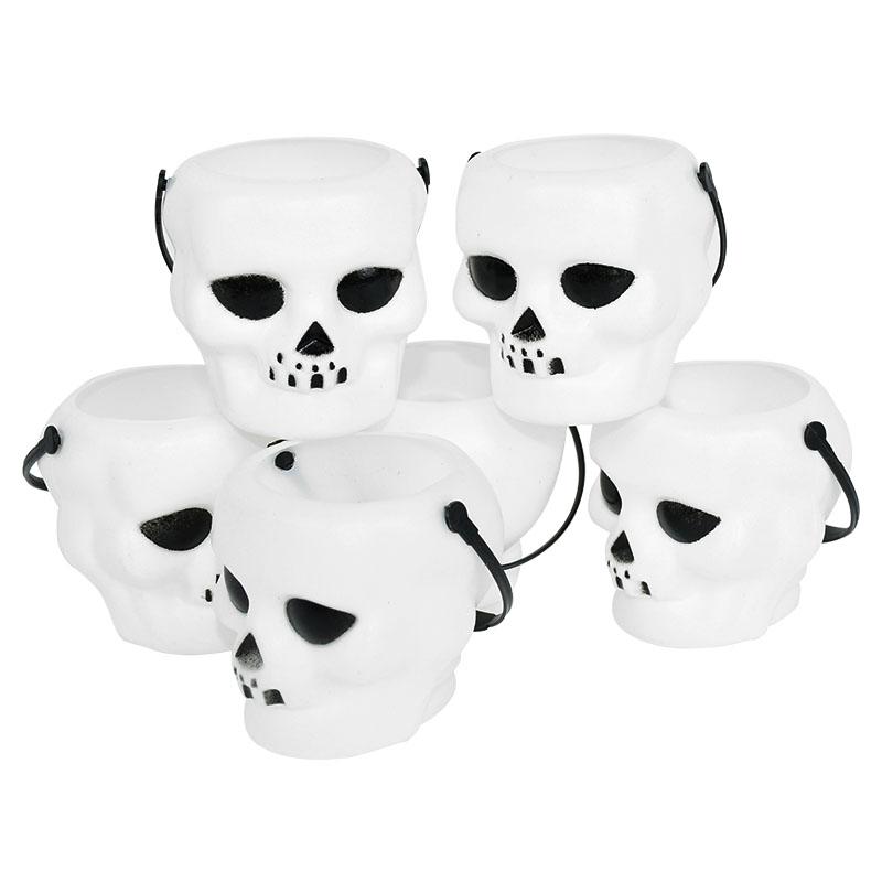 6count Mini Halloween Candy Bucket Pot Witch Skeleton Cauldron Holder Jar Trick Or Treat Halloween Party Decoration Props Kids Toy