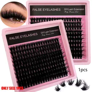 Mixed Length Eyelash Extensions, 200pcs/box Individual Volume False Eyelashes, Reusable Eyelash Extensions, DIY Eyelash Extensions, Self Grafting Curl Eyelashes for Women & Girls, Longer Looking Eyelashes, Fluffy Wispy Lashes