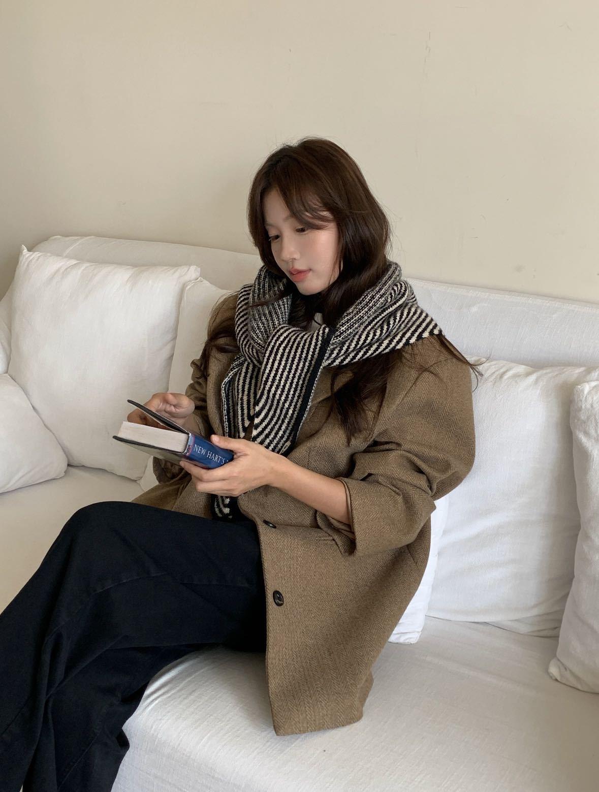 Single Color Cashmere Scarf, Thick Wool Knit Shawl, Fluffy Soft Scarf, Lazy Style, Versatile Korean Aesthetic, Unisex, Fall & Winter