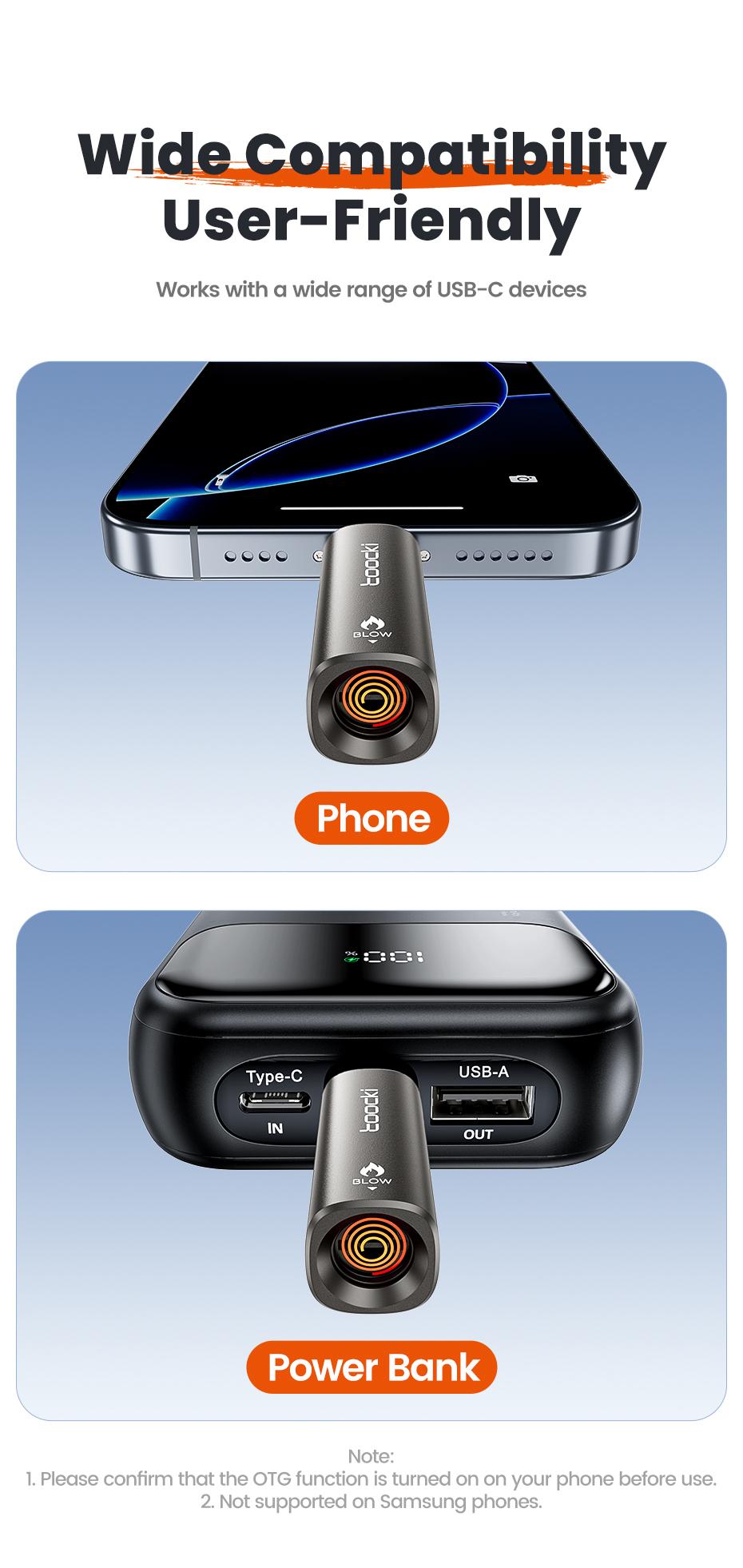 Toocki TG13/14 Type-C Mini Electric Lighter Plug&Play Blow to Light Mobile Cigarette Lighter Flameless Windproof Fast Ignition