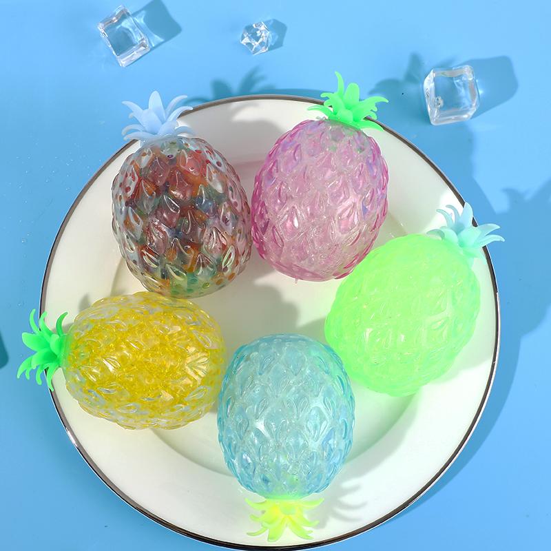 Pineapple Stress Ball Water Feeling Squishy Vent Toys Water Beads Squeeze Fidget Toy Anxiety Stress Relief Toy Sensory Squish