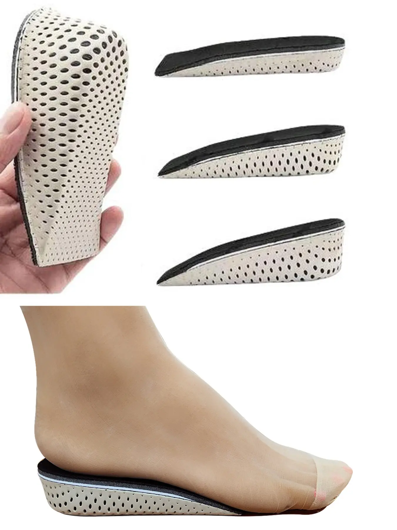 Invisible Height-Increasing Shoe Inserts, Shock Absorbing Insole, Soft Breathable Eva Sports Shock Absorption Pads, Ideal for Daily Casual Use