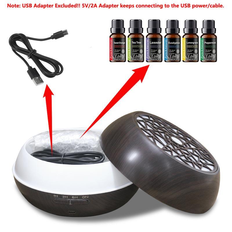 550ml Smart Diffuser with 6 Oils , Custom Timer & RGB Lighting for Modern Home Decor air  purifier essential oil aroma diffuser humidifier aromatherapy oil wood grain design Round Household