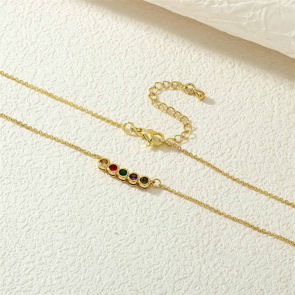 Women’s Birthstone Necklace – Delicate Gold Plated Bar Pendant with Multiple Vibrant Birthstones, Fashion Layering Jewelry for Work, Parties or Travel, Thoughtful Gift Idea for Mom, Grandma, Girlfriend or Wife on Christmas, Valentine’s Day or Birthday