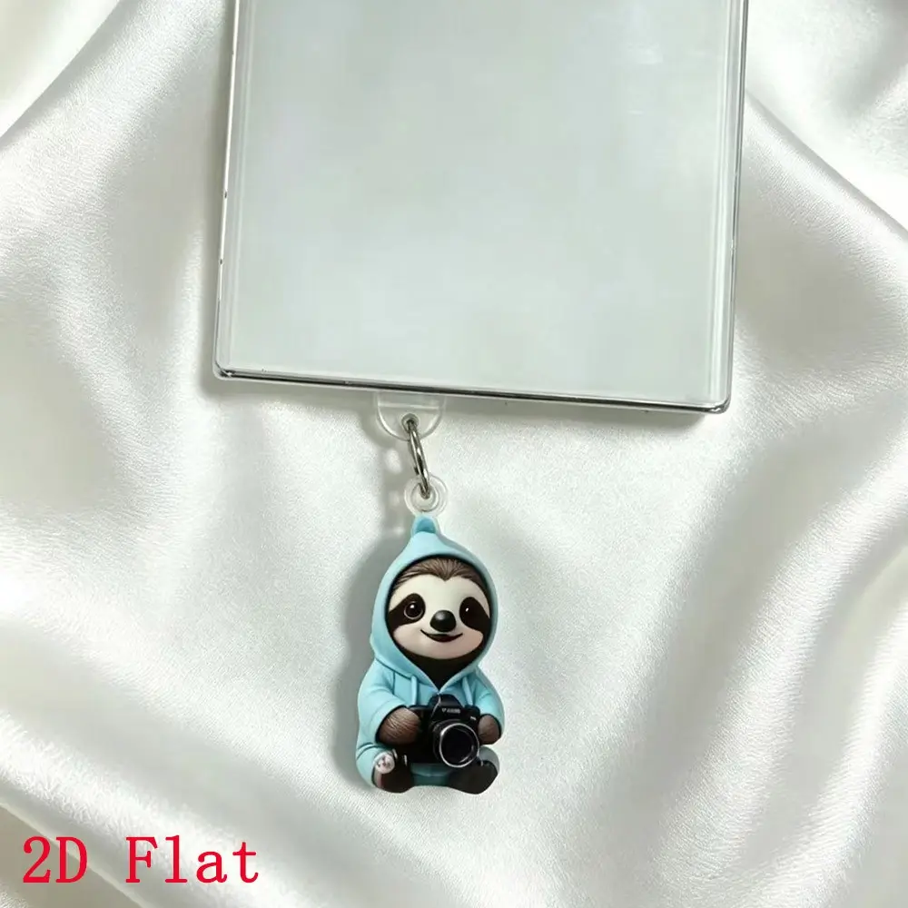 2D Cute Cartoon Sloth Take Pictures Phone Dust Plug, Acrylic Charger Port Decor Charm, Phone Decoration, Cell Phone Accessories, Cell Phone Charm, For iPhone Type-C Android Tablets AirPods, Mobile Phone Accessory, Adorable Accessory Gift